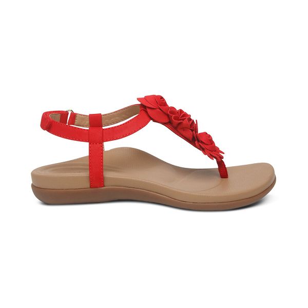 Aetrex Women's Charli Thong Sandals - Red | USA CK3LIT5